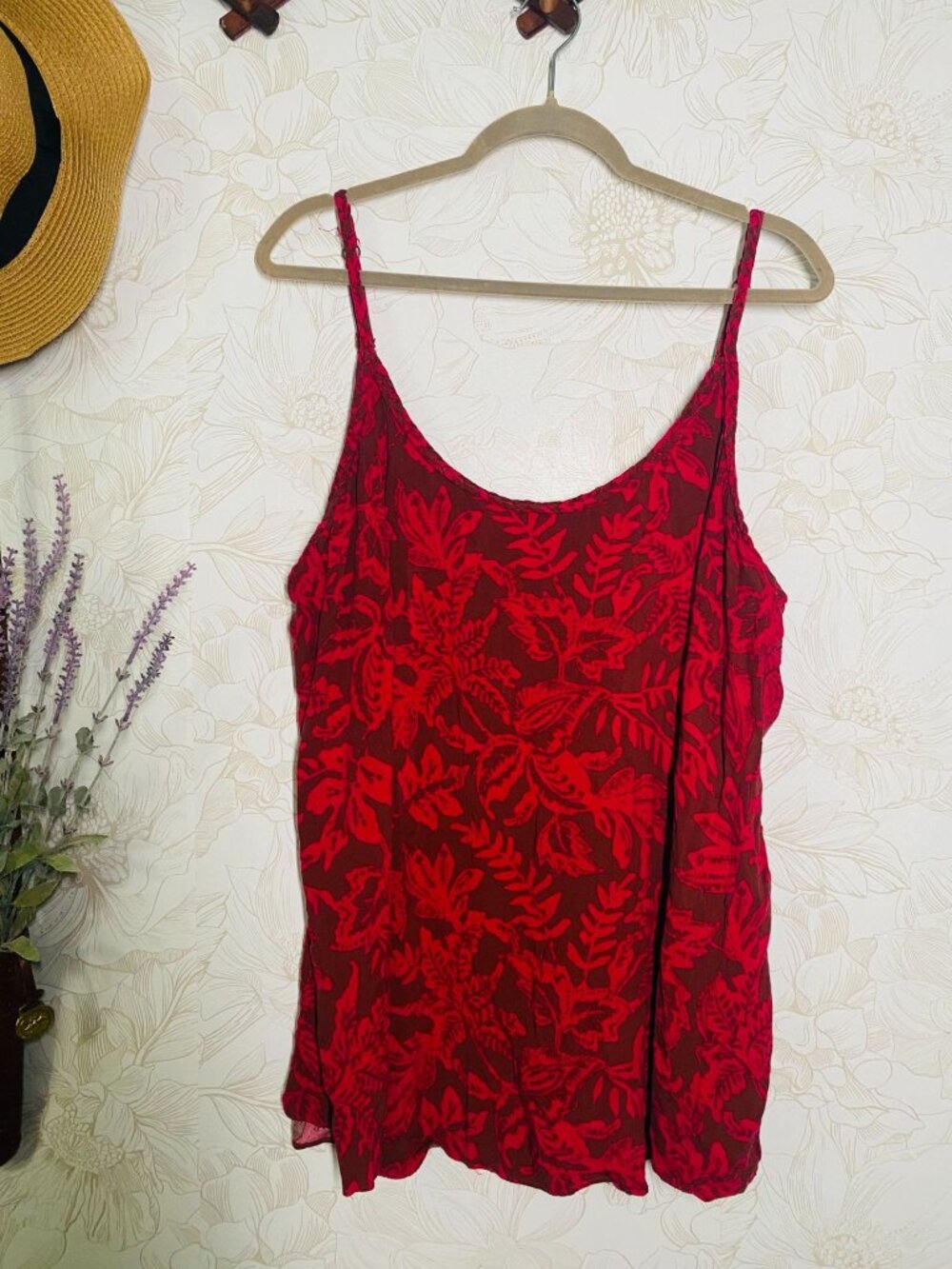 Torrid 3 Pink & Brown Floral Print Sleeveless Rayon Camisole Top Size 3x